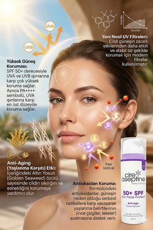 Günes Koruyucu Anti -Age Yüz Kremi SPF 50+ Sun Face Protect 50 ml