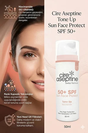 Sun Face Protect Tone Up Ton Dengeleyici 50 SPF Yüz Güneş Koruyucu Krem 50 ml