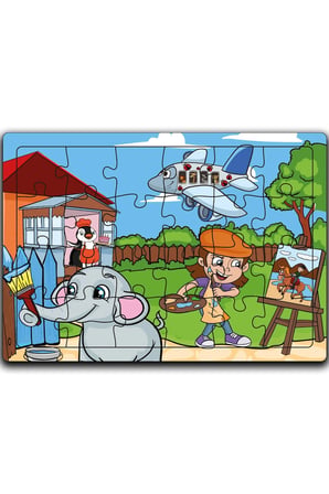 Ressam Fil Ve Arkadaşları Ahşap Puzzle (24 Parça)