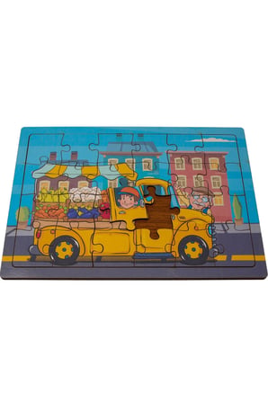 Manav Kamyoneti Ahşap Puzzle (24 Parça)