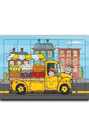 Manav Kamyoneti Ahşap Puzzle (24 Parça)