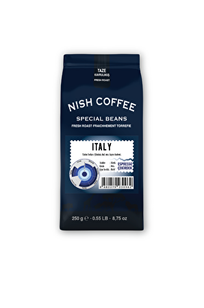 Nish Kahve Espresso Italy Orta Sert-Sert İçim Kenya Çekirdek Kahve 250 gr