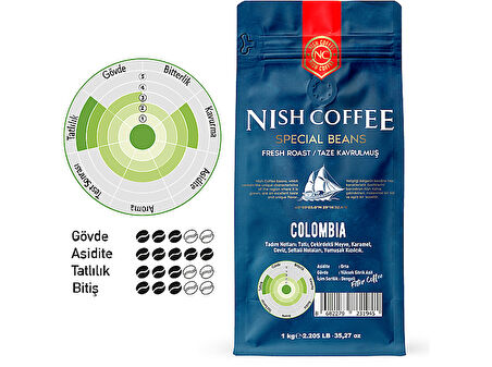 NISH Çekirdek Kahve Colombia 1 Kg