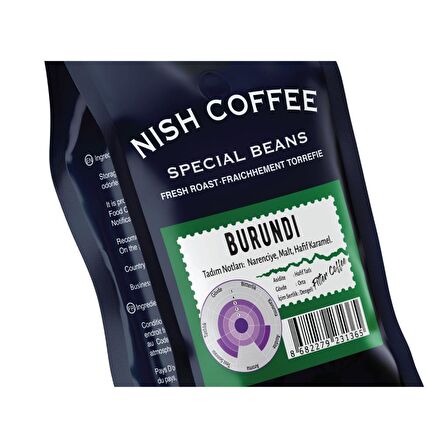 Nish Kahve Burundi Orta Sert-Sert İçim Öğütülmüş Burundi Filtre Kahve 250 gr