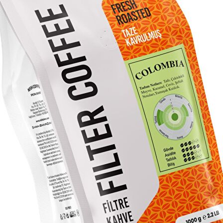 Nish Kahve Kolombiya Yumuşak İçim Öğütülmüş Colombia Filtre Kahve 1000 gr