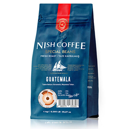 Nish Kahve Guatemala Orta Sert-Sert İçim Kağıt Filtre Huehuetenango Filtre Kahve 1000 gr