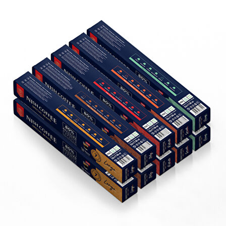 Nish Coffee Kapsül Kahve 10'lu Set (2xLungo,2xItaly,2xRisteretto,2xSmooth,2xDecaf)-100 Adet