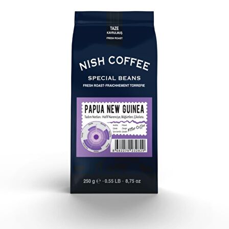 Nish Kahve Papua New Guinea Orta Sert-Sert İçim Öğütülmüş Kainantu Filtre Kahve 250 gr