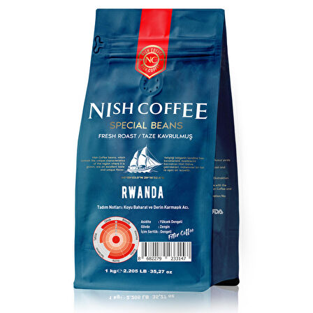 Nish Kahve Filtre Kahve Nish Rwanda Orta İçim Kağıt Filtre Rwanda Filtre Kahve 1000 gr