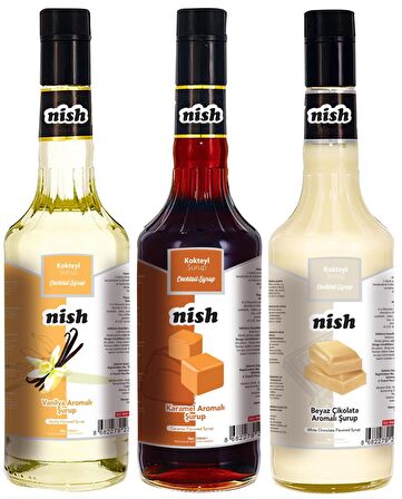 Nish Vanilya Karamel Beyaz Çikolata Şurupları 3 x 700 ml