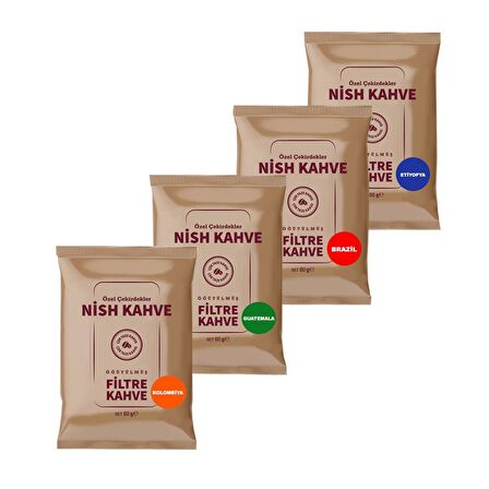 Nish Kahve Brazil Yumuşak İçim Öğütülmüş Colombia Filtre Kahve 4 x 80 gr