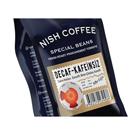 Nish Kahve Decaf Kafeinsiz Sert İçim Kağıt Filtre Arabica Filtre Kahve 250 gr