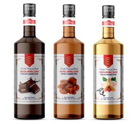 Nish Çikolata, Karamel, Vanilya Aromalı Şurup 3'lü Set (3 x 700ml)