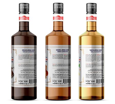 Nish Çikolata, Karamel, Vanilya Aromalı Şurup 3'lü Set (3 x 700ml)