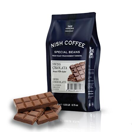 Nish Kahve Swiss Chocolate Orta Sert-Sert İçim Öğütülmüş Filtre Kahve 250 gr