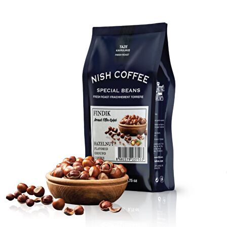 Nish Kahve Hazelnut Orta Sert-Sert İçim Öğütülmüş Filtre Kahve 250 gr