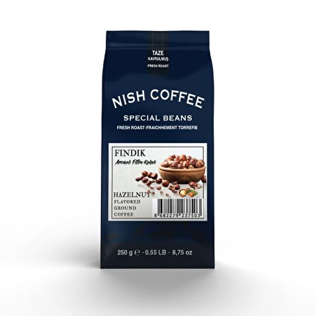 Nish Kahve Hazelnut Orta Sert-Sert İçim Öğütülmüş Filtre Kahve 250 gr