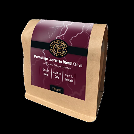 Sirius Kahve Premium Espresso Blend Portofino Orta Sert-Sert İçim Espresso Portofino Filtre Kahve 250 gr
