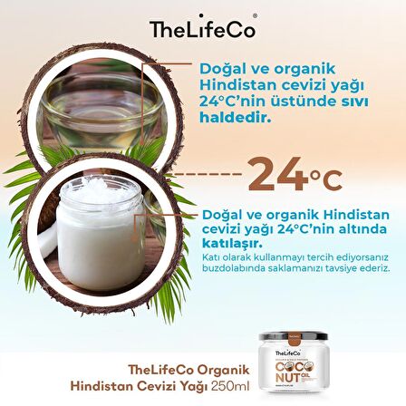 TheLifeCo Organik Hindistan Cevizi Yağı 250 Ml