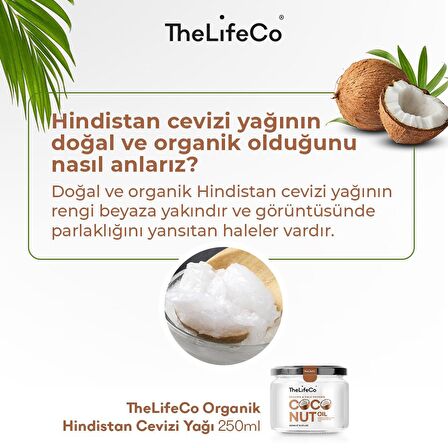 TheLifeCo Organik Hindistan Cevizi Yağı 250 Ml