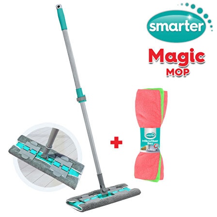 SMARTER MAGIC MOP PASPAS + MİKROFİBER BEZ 3 LÜ TEMİZLİK BEZİ