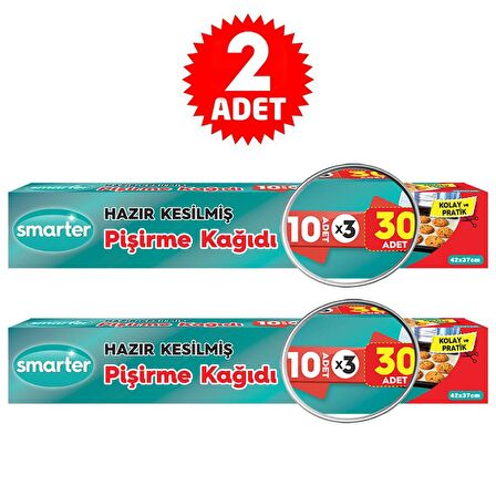 SMARTER 2 PAKET ( 30 ADET X 2 ) YAĞLI PİŞİRME KAĞIDI HAZIR KESİLMİŞ