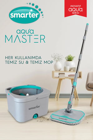 SMARTER AQUA MASTER TEMİZ & KİRLİ SUYU AYIRMA ÖZELLİĞİ OTOMATİK TEMİZLİK SETİ MOP PASPAS 