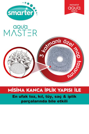 SMARTER AQUA MASTER 2 YEDEK MOP TEMİZ & KİRLİ SUYU AYIRMA ÖZELLİĞİ OTOMATİK TEMİZLİK SETİ MOP PASPAS 