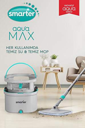 SMARTER AQUA MAX TEMİZ & KİRLİ SUYU AYIRMA ÖZELLİĞİ ÇİFT KOVA OTOMATİK TEMİZLİK SETİ MOP PASPAS