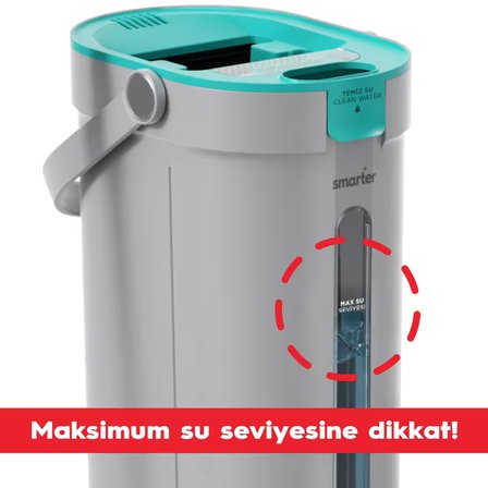 SMARTER Aqua Jet Yedekli Temiz & Kirli Suyu Ayırma Özelliği Tablet Mop Temizlik Seti Paspas