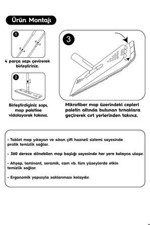 SMARTER GRİ TABLET MOP TEMİZLİK SETİ