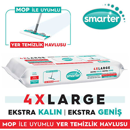 Smarter Yer Temizlik Havlusu Bezi 4XL Mopa Uyumlu Yüzey Beyaz Sabun Kokulu Sirke ve Karbonat Katkılı 30 Yaprak