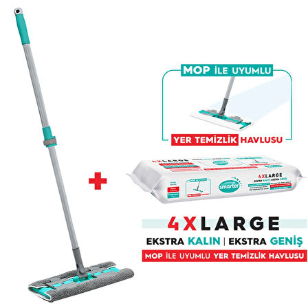 Smarter Magic Mop + Yer Temizlik Havlusu Hediyeli Paspas Mandallı Set Yüzey Bez Uyumlu