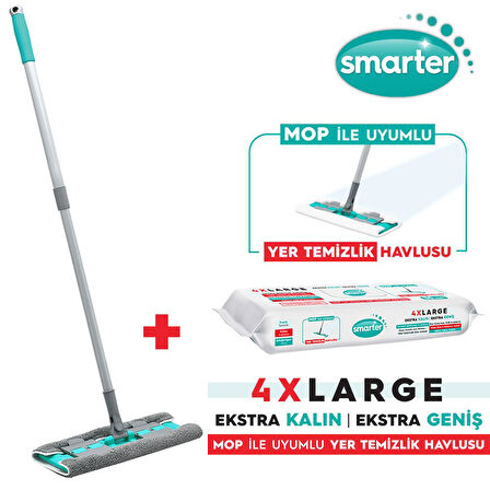 Smarter Magic Mop + Yer Temizlik Havlusu Hediyeli Paspas Mandallı Set Yüzey Bez Uyumlu