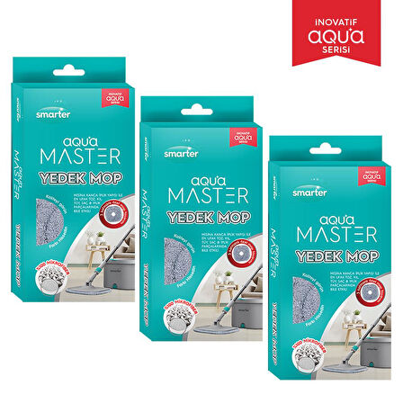 SMARTER AQUA MASTER 3 ADET YEDEK MOP TEMİZ & KİRLİ SUYU AYIRMA ÖZELLİĞİ OTOMATİK TEMİZLİK SETİ MOP