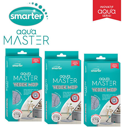 SMARTER AQUA MASTER 3 ADET YEDEK MOP TEMİZ & KİRLİ SUYU AYIRMA ÖZELLİĞİ OTOMATİK TEMİZLİK SETİ MOP