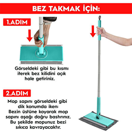SMARTER ŞİP ŞAK MOP + YER HAVLUSU OTOMATİK EL DEĞMEDEN TÜM BEZLERLE UYUMLU TEMİZLİK SETİ PASPAS