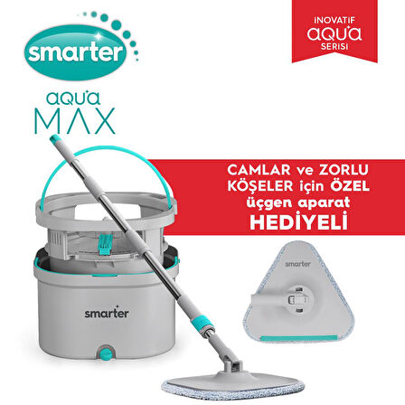 SMARTER Aqua Max Ve Üçgen Aparat Temiz & Kirli Suyu Ayırma Temizlik Seti Mop Paspas Cam Sileceği