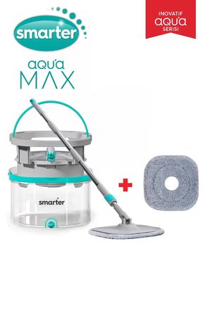 SMARTER Aqua Max ÖZEL SERİ ŞEFFAF Temiz&Kirli Suyu Ayırma Çift Kova Yedekli Temizlik Seti Mop Paspas
