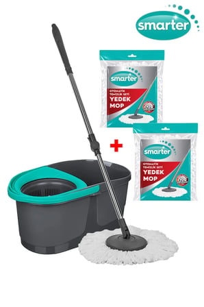SMARTER DARK Otomatik Temizlik Seti + 2 Adet Yedek Mikrofiber Mop Paspas