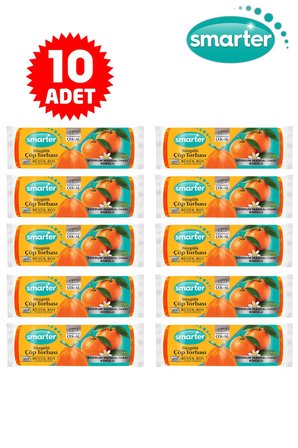SMARTER 10 Adet Büyük Büzgülü Mandalina K. Çöp Torbası (Çöp Poşeti)