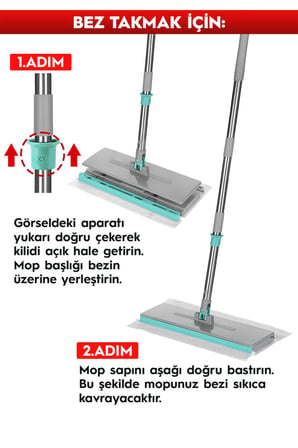 SMARTER XL Şip Şak Ekstra Geniş Mop Otomatik El Değmeden Tüm Bezlerle Uyumlu Temizlik Seti Paspas
