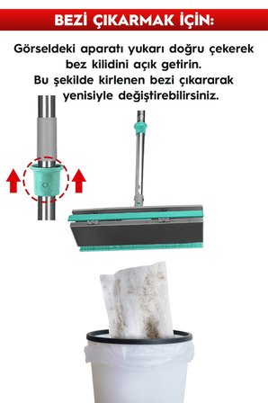SMARTER XL Şip Şak Ekstra Geniş Mop Otomatik El Değmeden Tüm Bezlerle Uyumlu Temizlik Seti Paspas