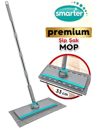 SMARTER Premium Şip Şak Mop XXL Ekstra Ekstra Geniş Otomatik El Değmeden Tüm Bezlerle Uyumlu Temizlik Seti Paspas
