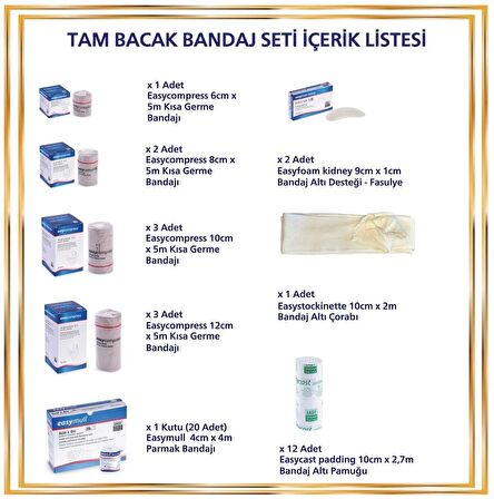 Lenfödem (ALT EKSTREMİTE) Tam Bacak Kompresyon Bandaj Seti