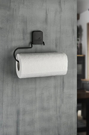Yapışkanlı Siyah Kağıt Rulo Havluluk, Peçetelik, Yapışkanlı Tasarım, Banyo Askısı
