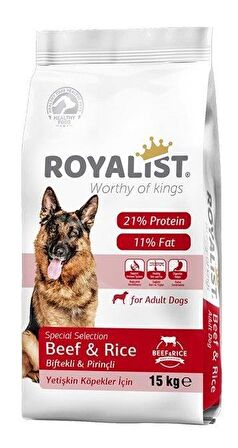 Royalist Premium Sığır Etli ve Pirinçli Yetişkin Köpek Maması 15 Kg