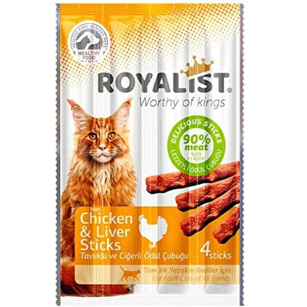 Royalist Tavuklu ve Ciğerli Sticks Kedi Ödülü 4'lü 20 gr