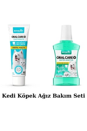 Kedi Köpek Ağız Bakım Seti - Floridsiz Diş Macunu + Taze Naneli Ağız Bakım Suyu