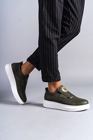 Hippo Bağcıksız Cilt Erkek Günlük Sneaker Ayakkabı BT Haki